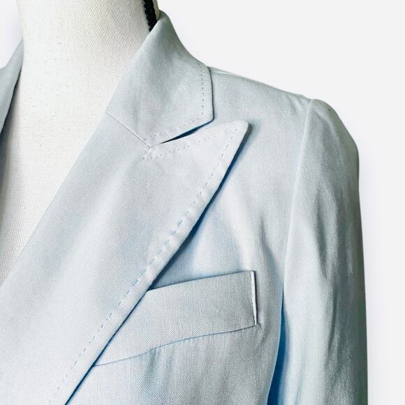 Antonio Melani Riviera Linen Blazer Jacket Fits Sz S Light Blue Silver Buttons - Picture 9 of 15